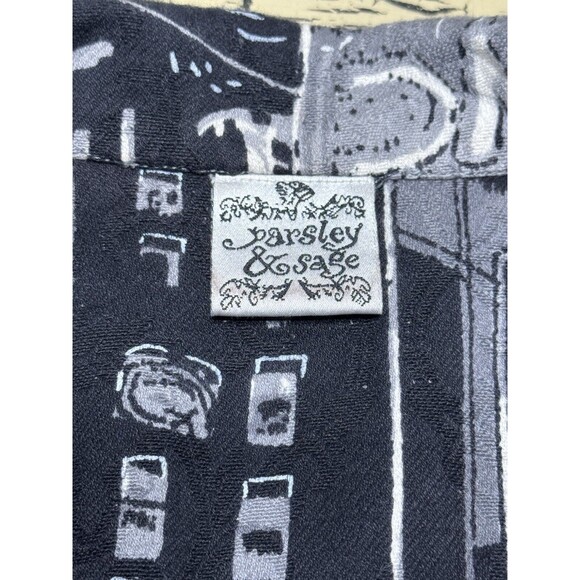 Parsley & Sage Womens Gray & Black Abstract NY City Boho Button Up Jacket India - Picture 9 of 16